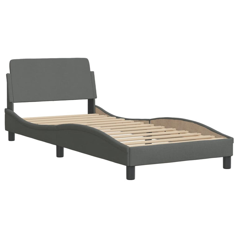 Bed met matras stof donkergrijs 80x200 cm