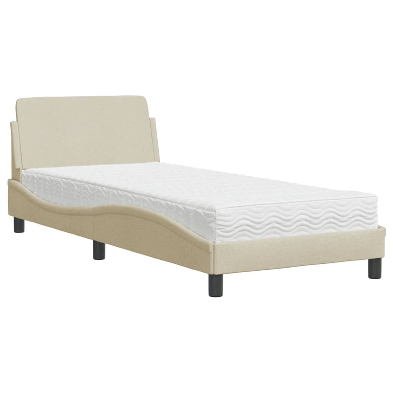 Bed met matras stof crèmekleurig 80x200 cm