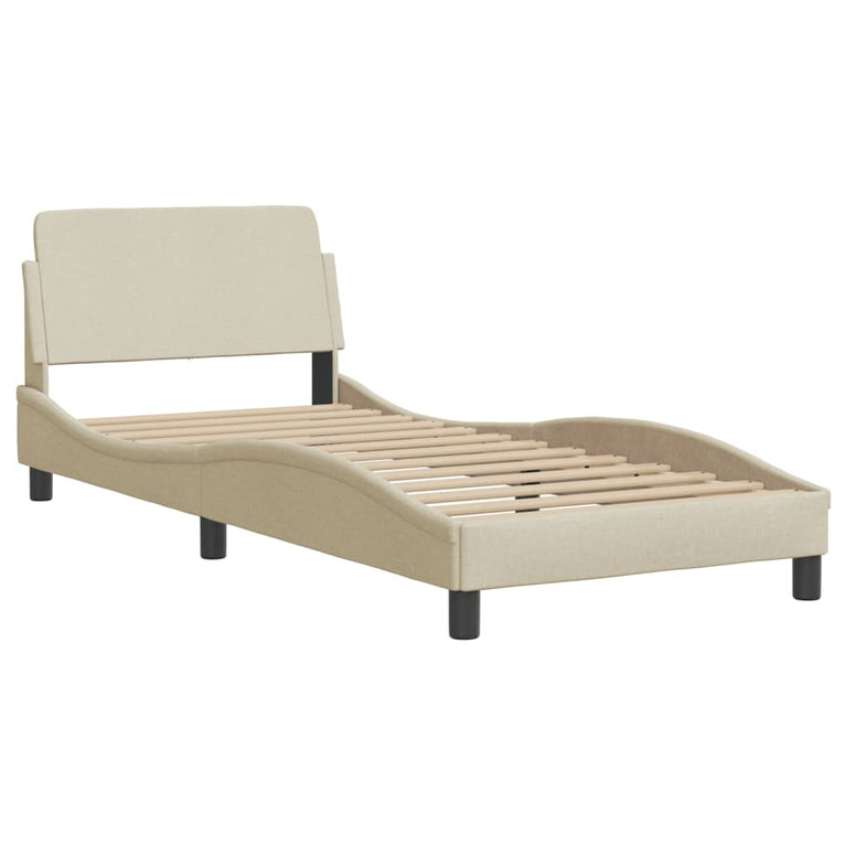 Bed met matras stof crèmekleurig 80x200 cm