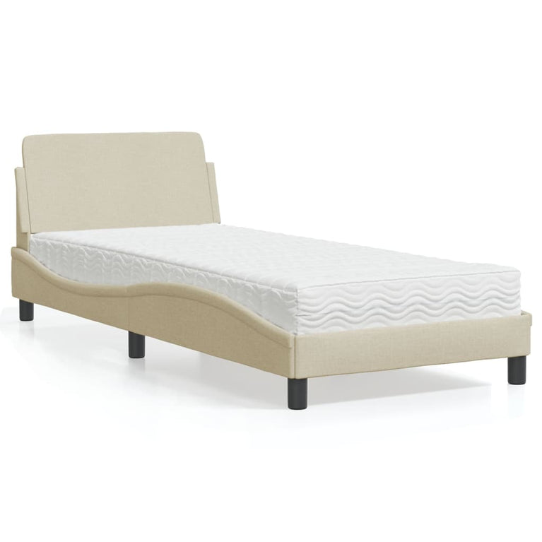 Bed met matras stof crèmekleurig 80x200 cm