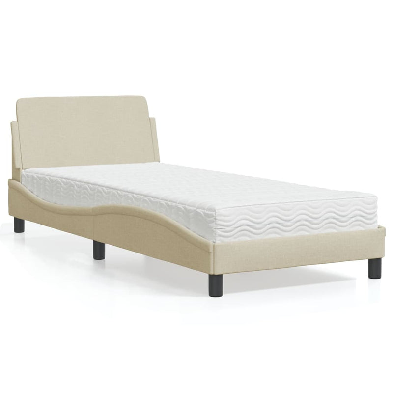 Bed met matras stof crèmekleurig 80x200 cm