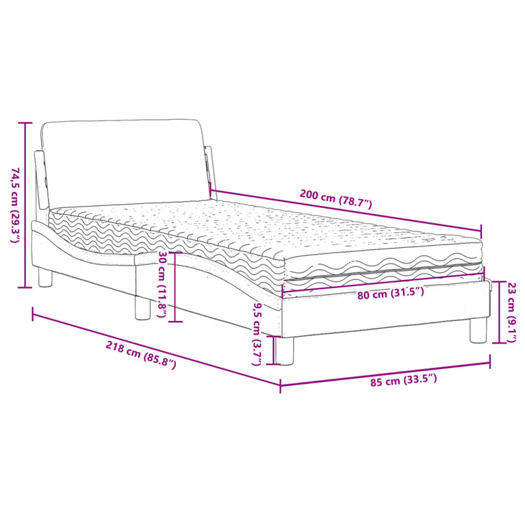 Bed met matras stof blauw 80x200 cm