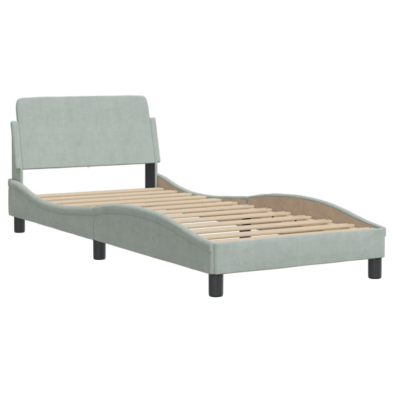 Bed met matras fluweel lichtgrijs 80x200 cm