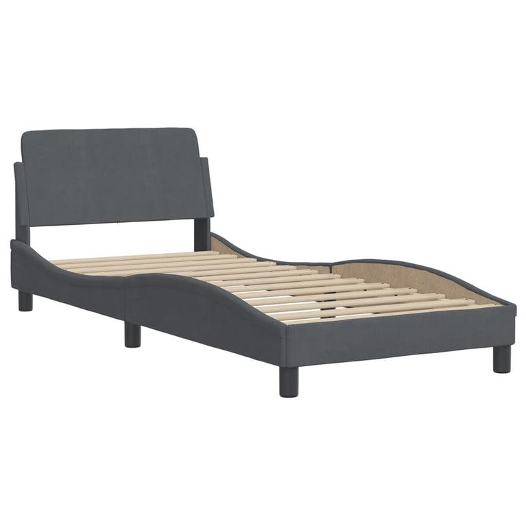 Bed met matras fluweel donkergrijs 80x200 cm