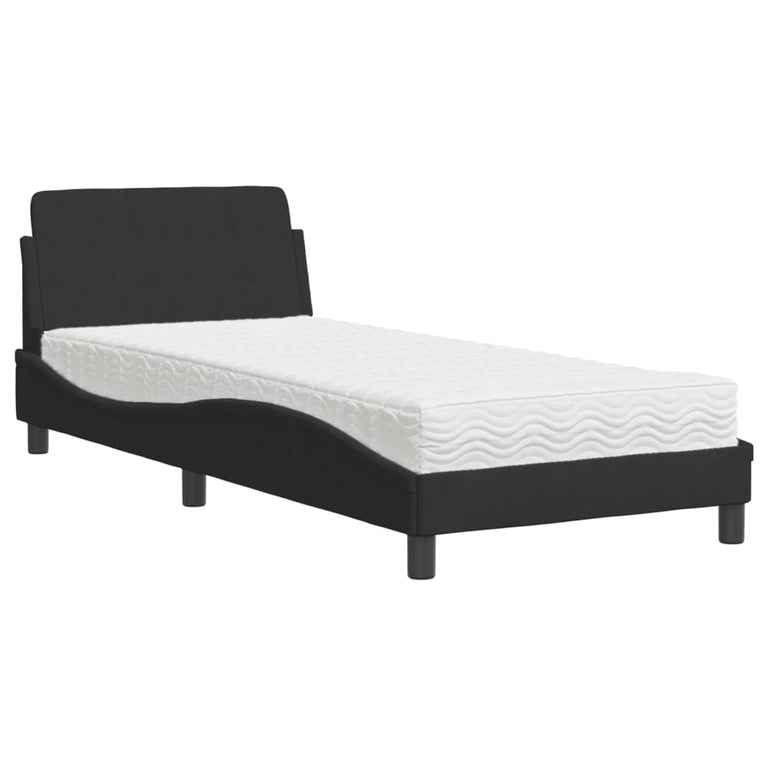 Bed met matras fluweel zwart 80x200 cm