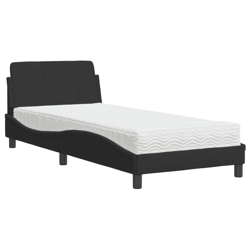 Bed met matras fluweel zwart 80x200 cm