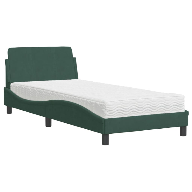 Bed met matras fluweel donkergroen 80x200 cm