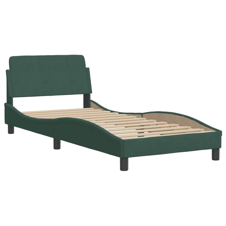 Bed met matras fluweel donkergroen 80x200 cm
