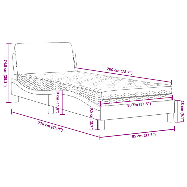 Bed met matras fluweel donkergroen 80x200 cm