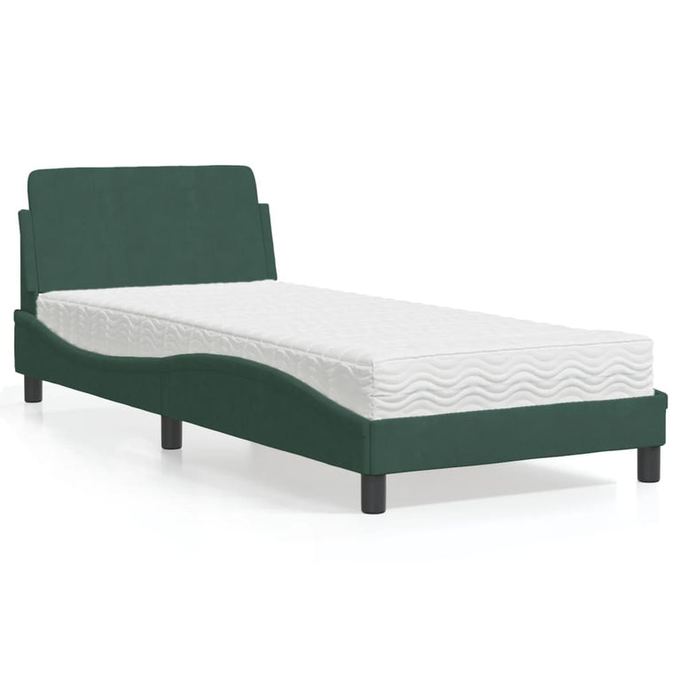 Bed met matras fluweel donkergroen 80x200 cm