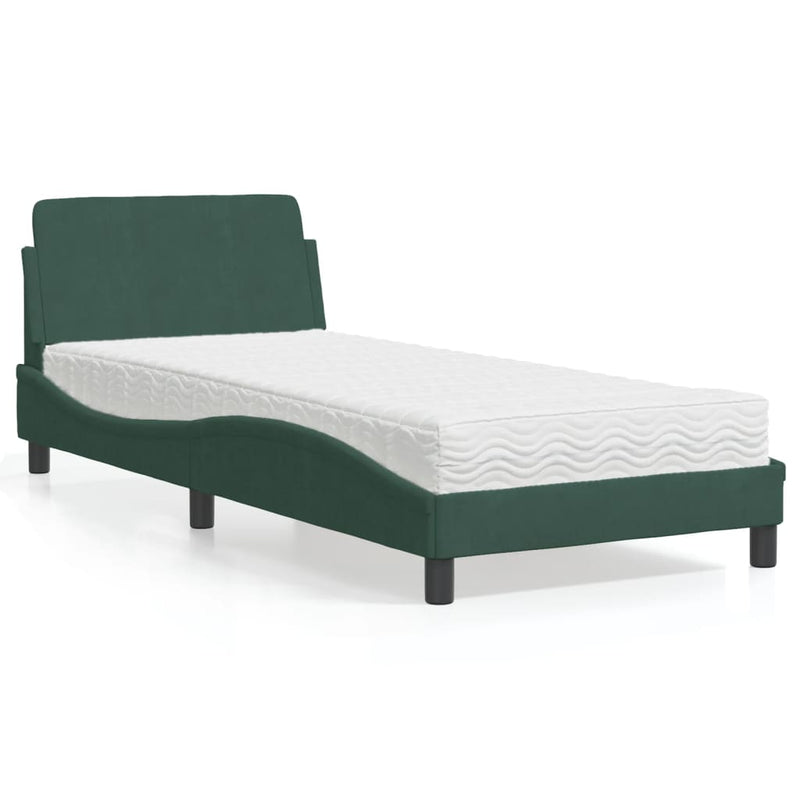 Bed met matras fluweel donkergroen 80x200 cm