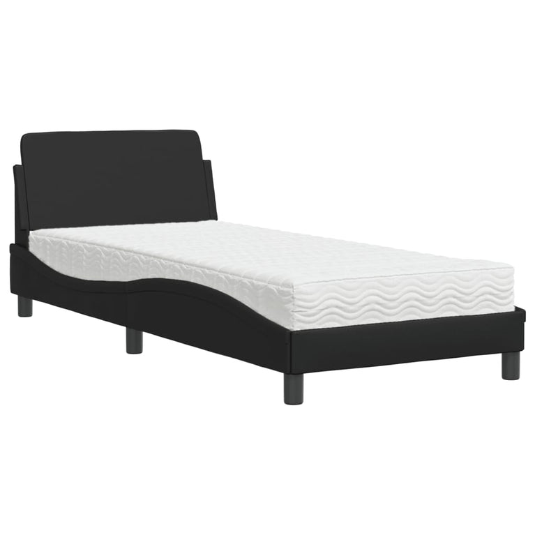 Bed met matras kunstleer zwart 80x200 cm