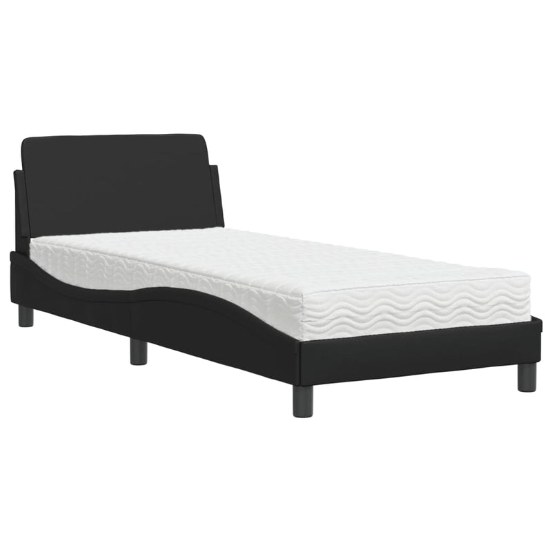 Bed met matras kunstleer zwart 80x200 cm