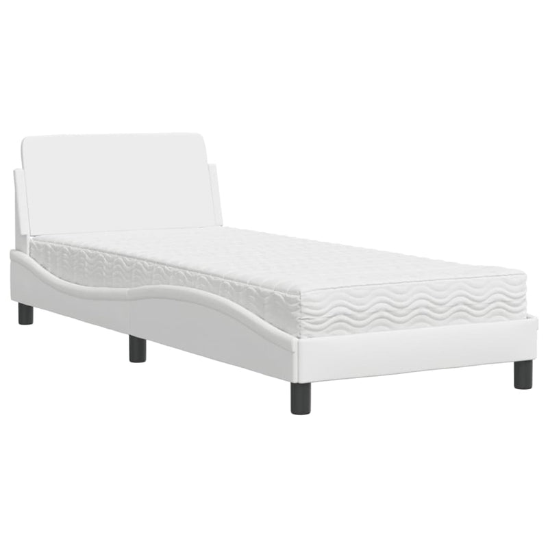 Bed met matras kunstleer wit 80x200 cm