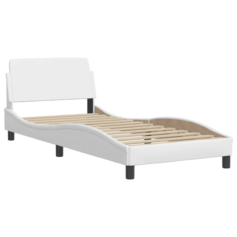 Bed met matras kunstleer wit 80x200 cm