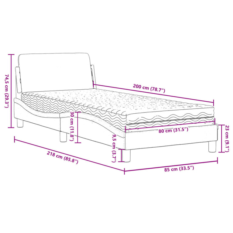 Bed met matras kunstleer bruin 80x200 cm