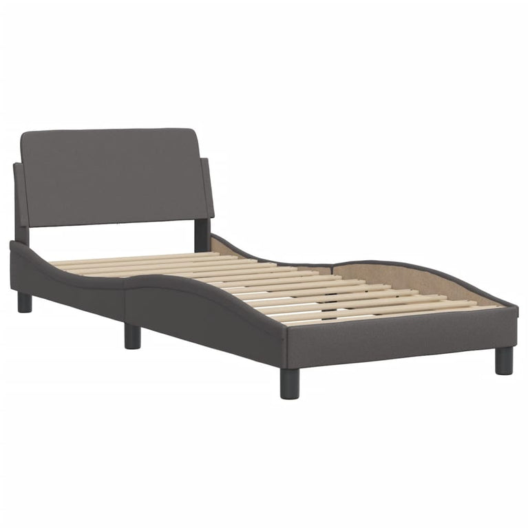 Bed met matras kunstleer grijs 80x200 cm