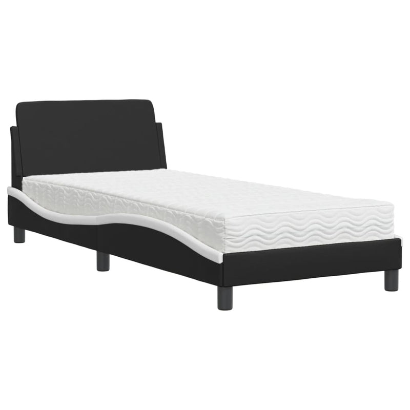 Bed met matras kunstleer zwart en wit 80x200 cm