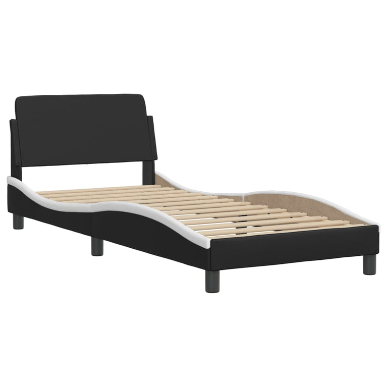 Bed met matras kunstleer zwart en wit 80x200 cm
