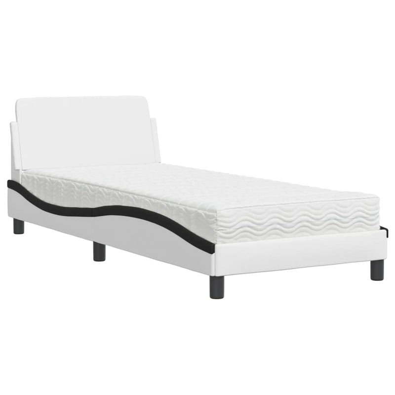 Bed met matras kunstleer zwart en wit 80x200 cm