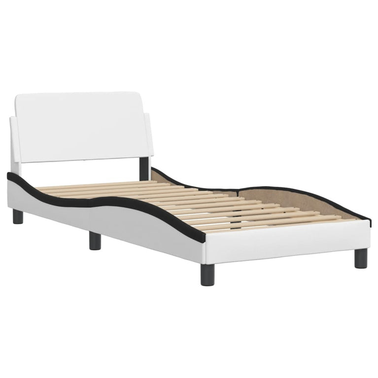 Bed met matras kunstleer zwart en wit 80x200 cm