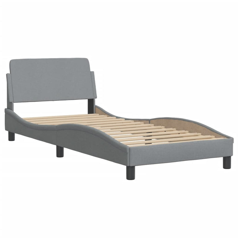 Bed met matras stof lichtgrijs 90x190 cm