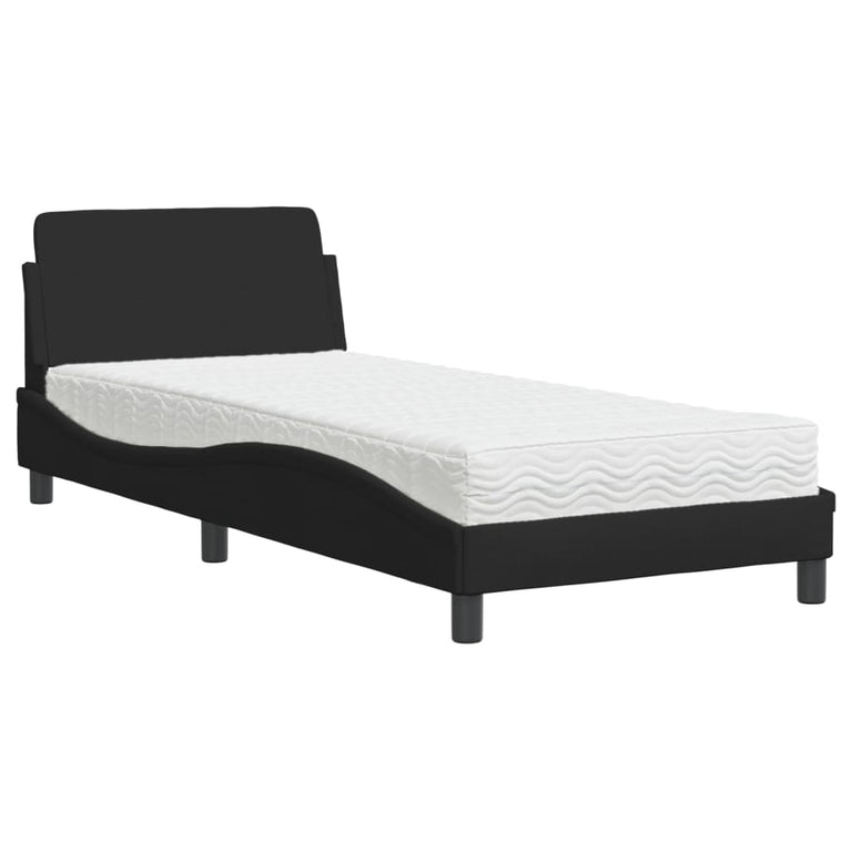 Bed met matras stof zwart 90x190 cm
