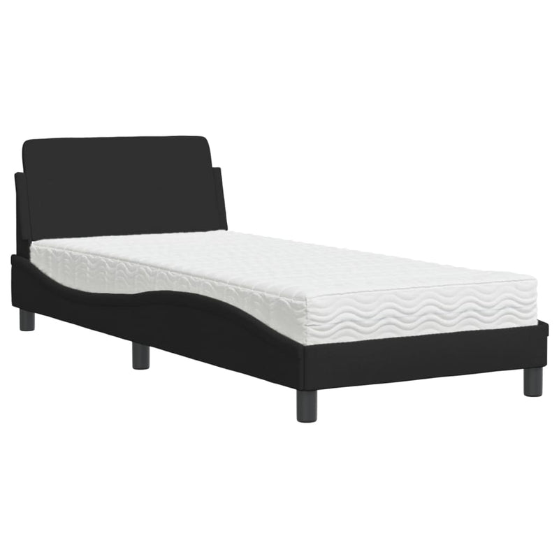 Bed met matras stof zwart 90x190 cm