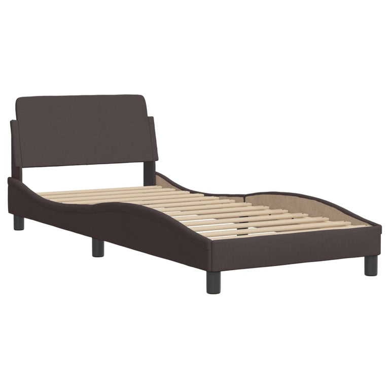 Bed met matras stof donkerbruin 90x190 cm