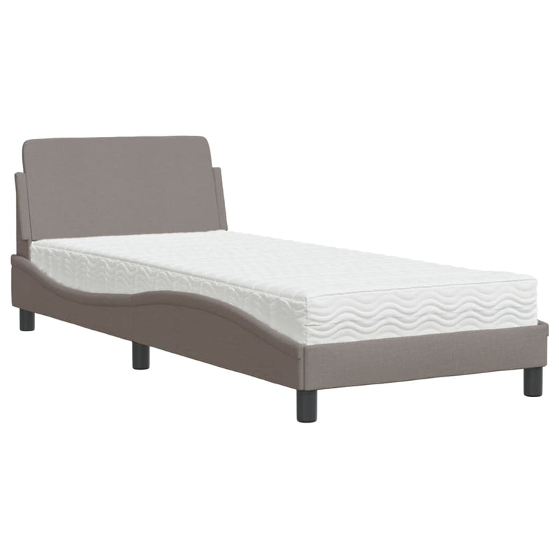 Bed met matras stof taupe 90x190 cm