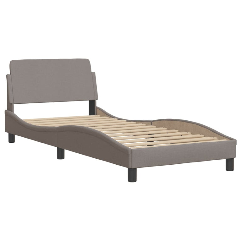 Bed met matras stof taupe 90x190 cm