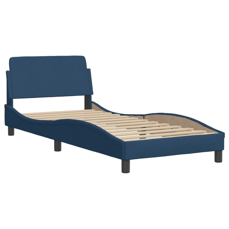 Bed met matras stof blauw 90x190 cm
