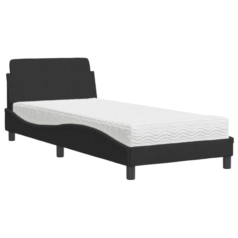 Bed met matras fluweel zwart 90x190 cm