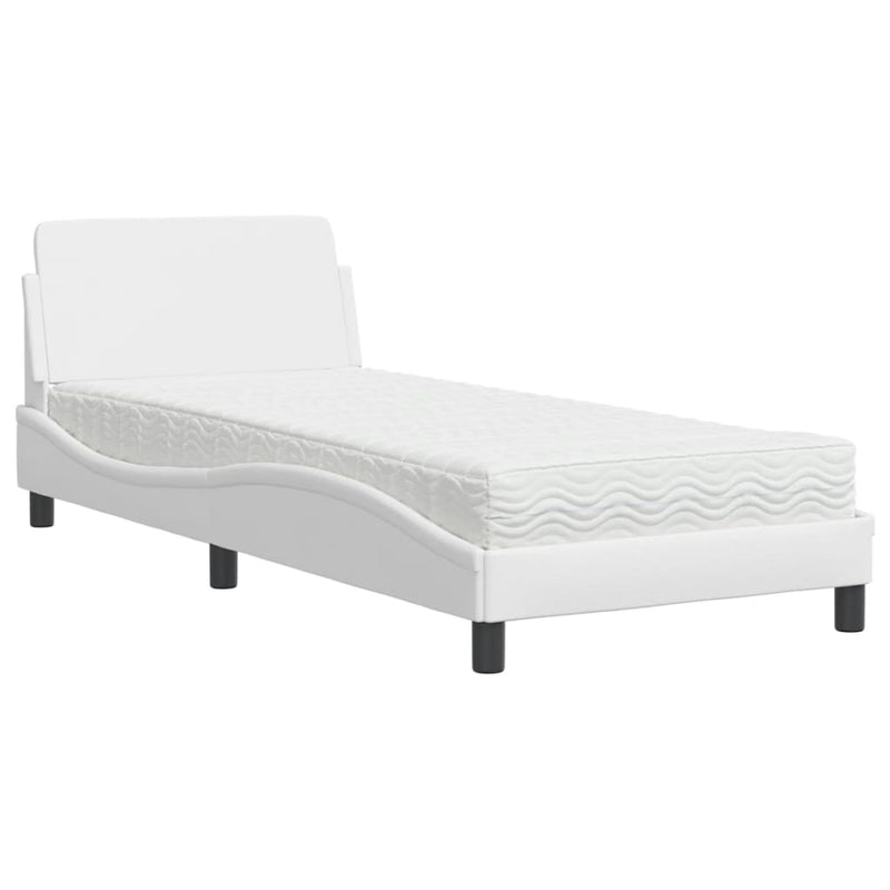 Bed met matras kunstleer wit 90x190 cm