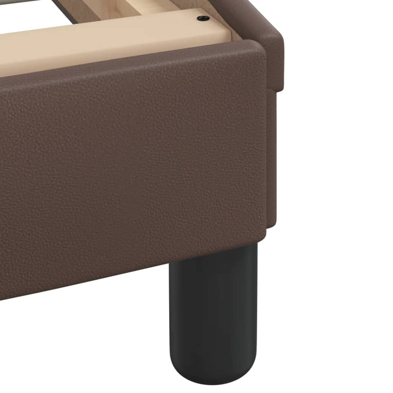 Bed met matras kunstleer bruin 90x190 cm