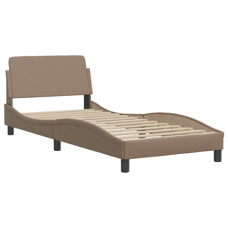 Bed met matras kunstleer cappuccinokleurig 90x190 cm