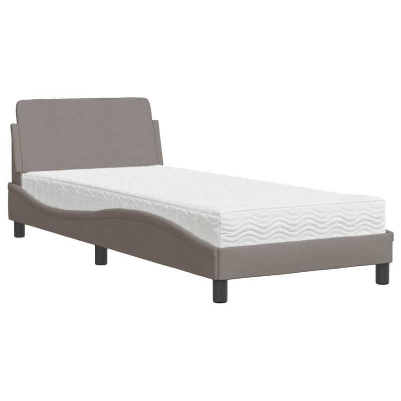 Bed met matras stof taupe 90x200 cm