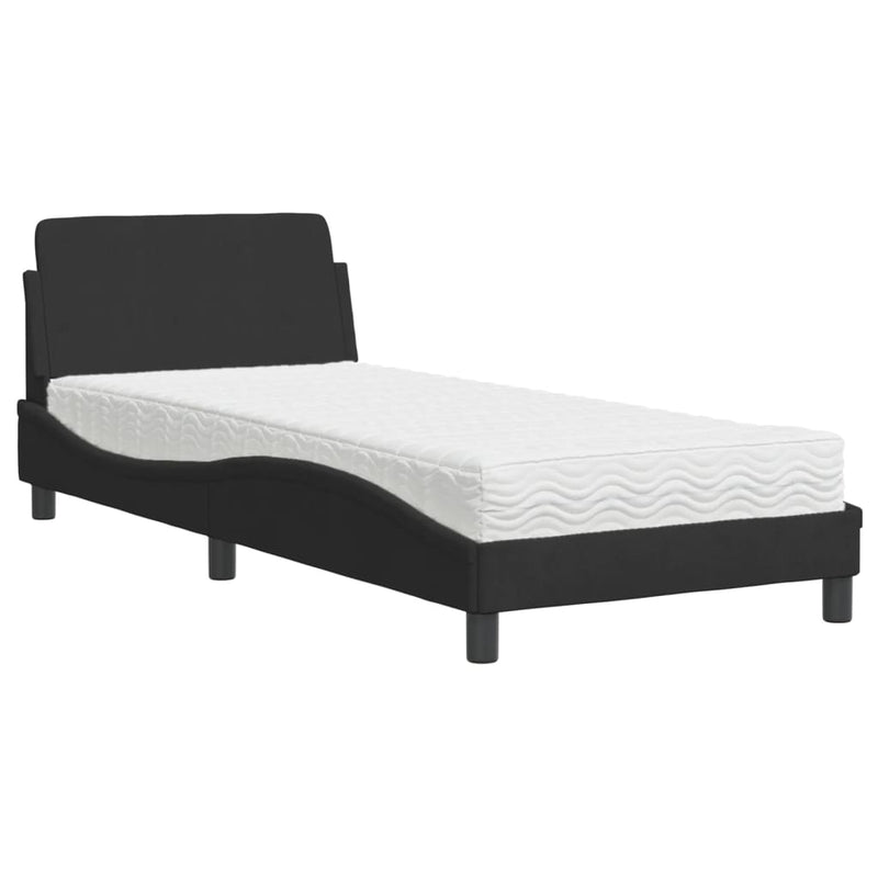 Bed met matras fluweel zwart 90x200 cm