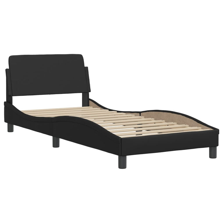 Bed met matras kunstleer zwart 90x200 cm