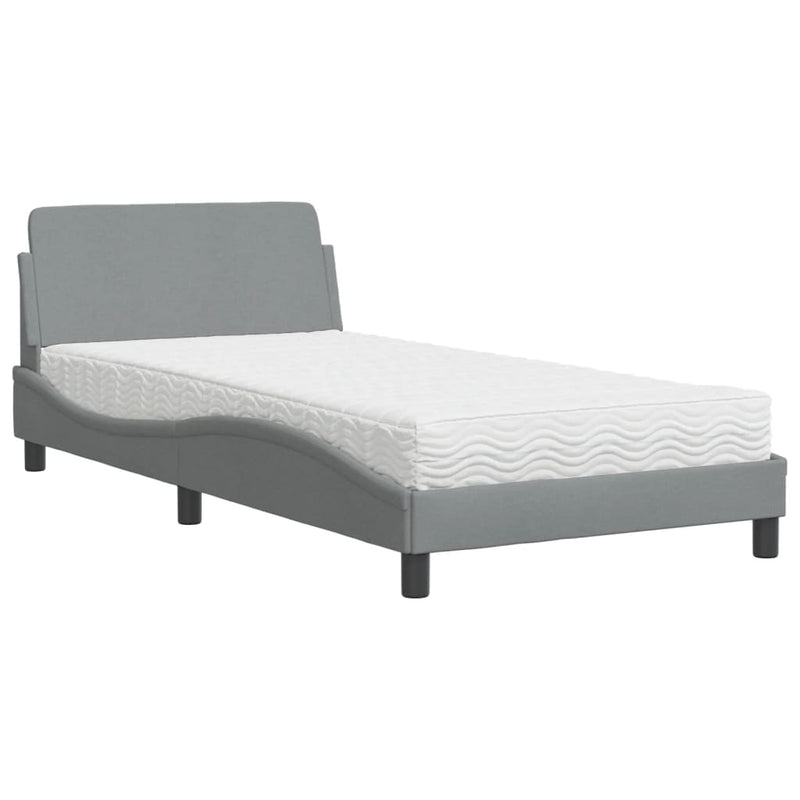 Bed met matras stof lichtgrijs 100x200 cm