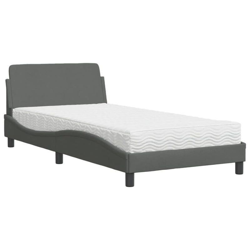 Bed met matras stof donkergrijs 100x200 cm