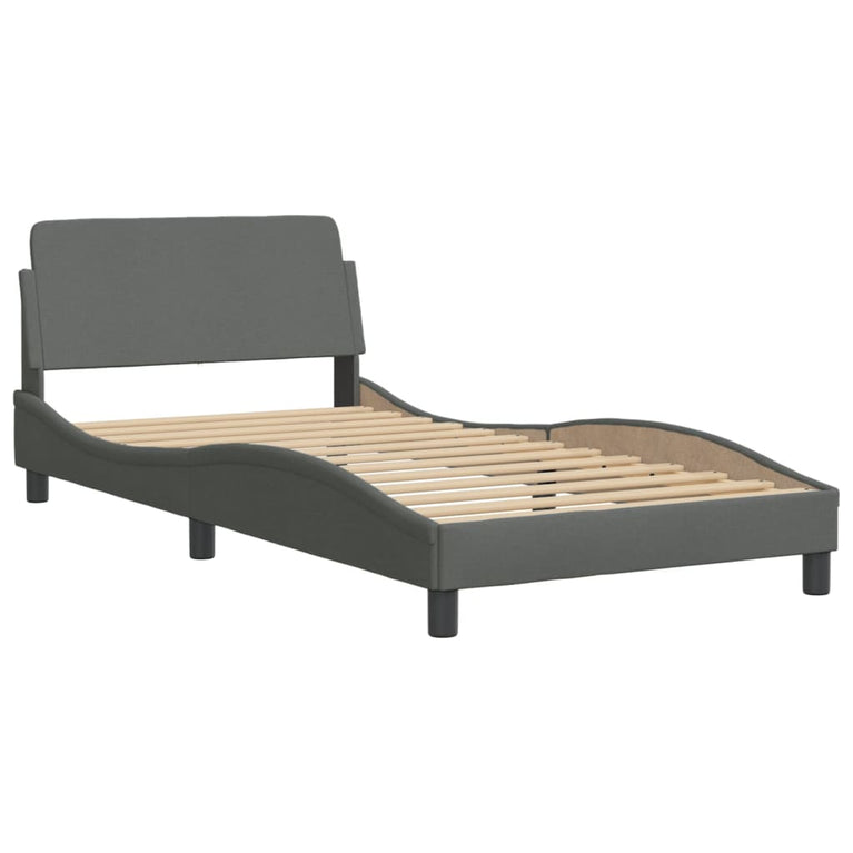 Bed met matras stof donkergrijs 100x200 cm