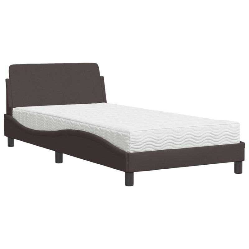 Bed met matras stof donkerbruin 100x200 cm