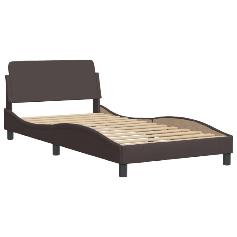 Bed met matras stof donkerbruin 100x200 cm