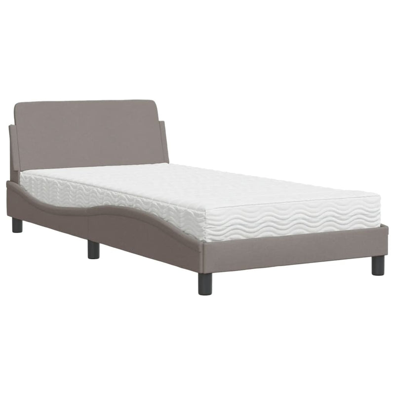 Bed met matras stof taupe 100x200 cm