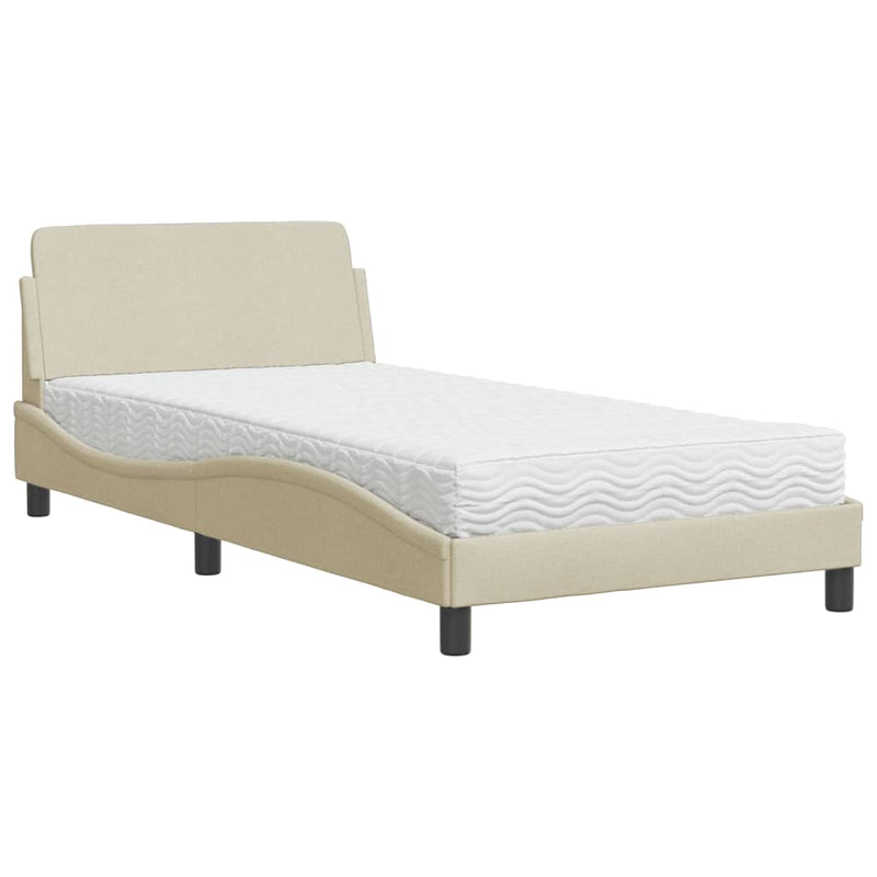 Bed met matras stof crèmekleurig 100x200 cm
