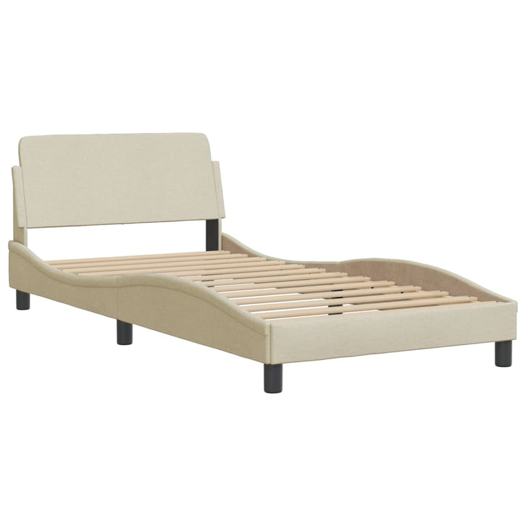 Bed met matras stof crèmekleurig 100x200 cm
