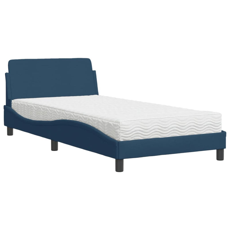 Bed met matras stof blauw 100x200 cm