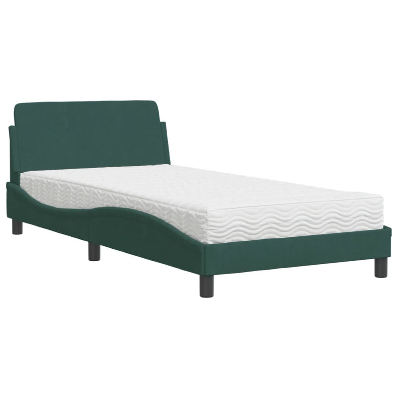 Bed met matras fluweel donkergroen 100x200 cm