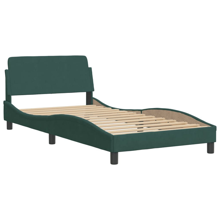 Bed met matras fluweel donkergroen 100x200 cm